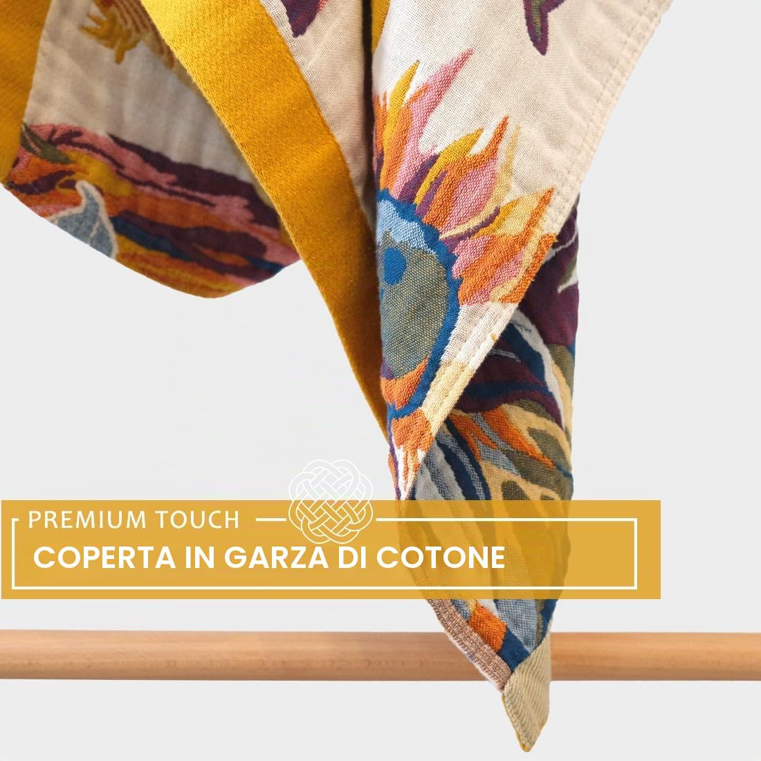 Plaid Coperta Boho Floreale in Cotone per Divano Letto Blanket Boho Coperta Reversibile Bohemien Copridivano Copriletto Poltrona Divano, Arancione Blu, 150x200cm