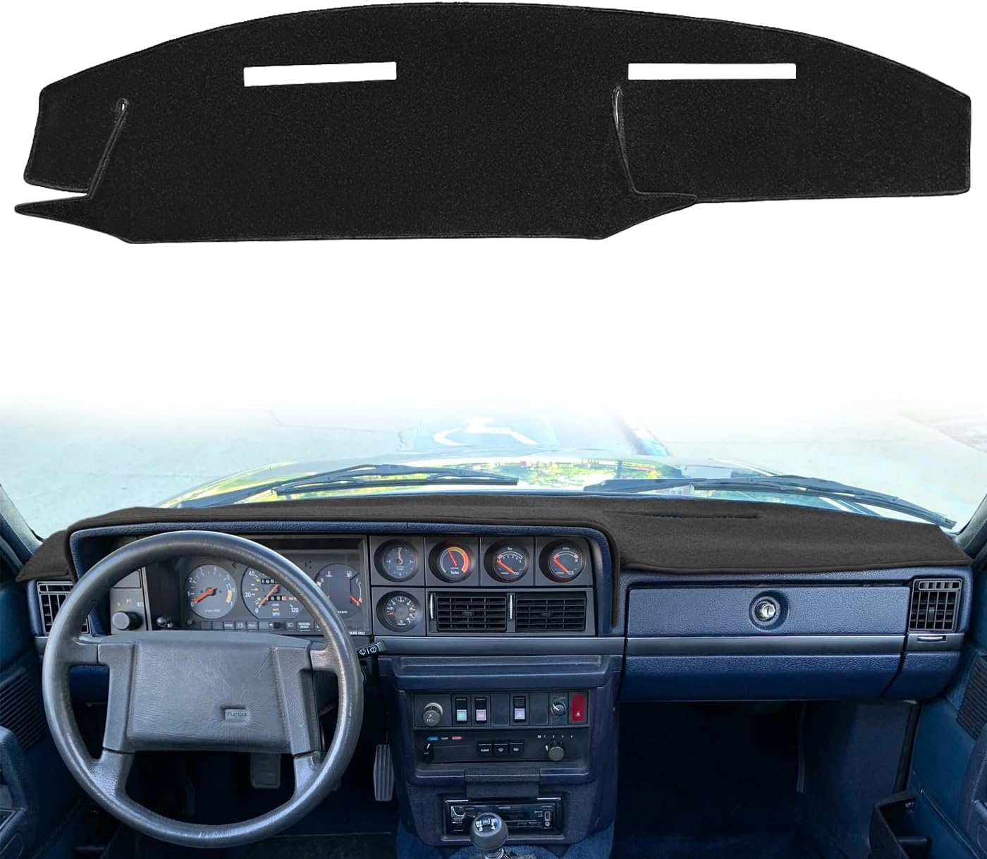 Dash Cover Mat Custom Fit for 1981-1993 Volvo 240 242 244 245 262 264 265, Dashboard Cover Pad Carpet Protector (Black) F62
