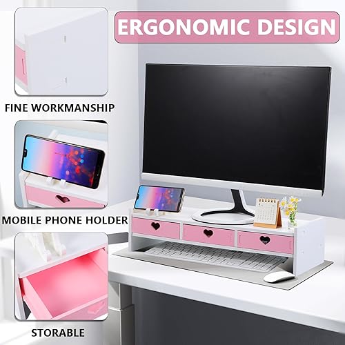 Miniatura 3 de Ergonomic Laptop Riser Stand for Desk Computer Monitor Elevation Stable Desktop Organizer for Home Office Space-saving Small Monitor Stand Riser