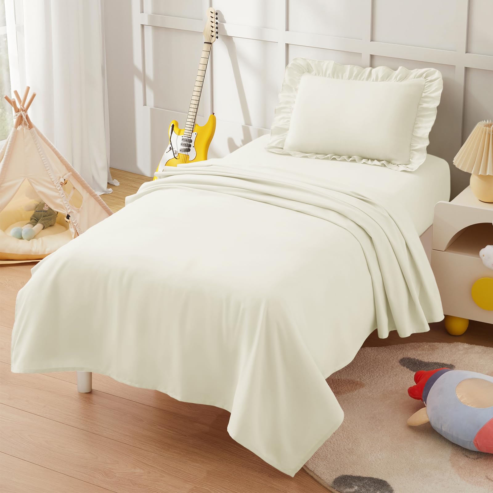 KKJIAF 3 Piece Beige Toddler Sheet Set