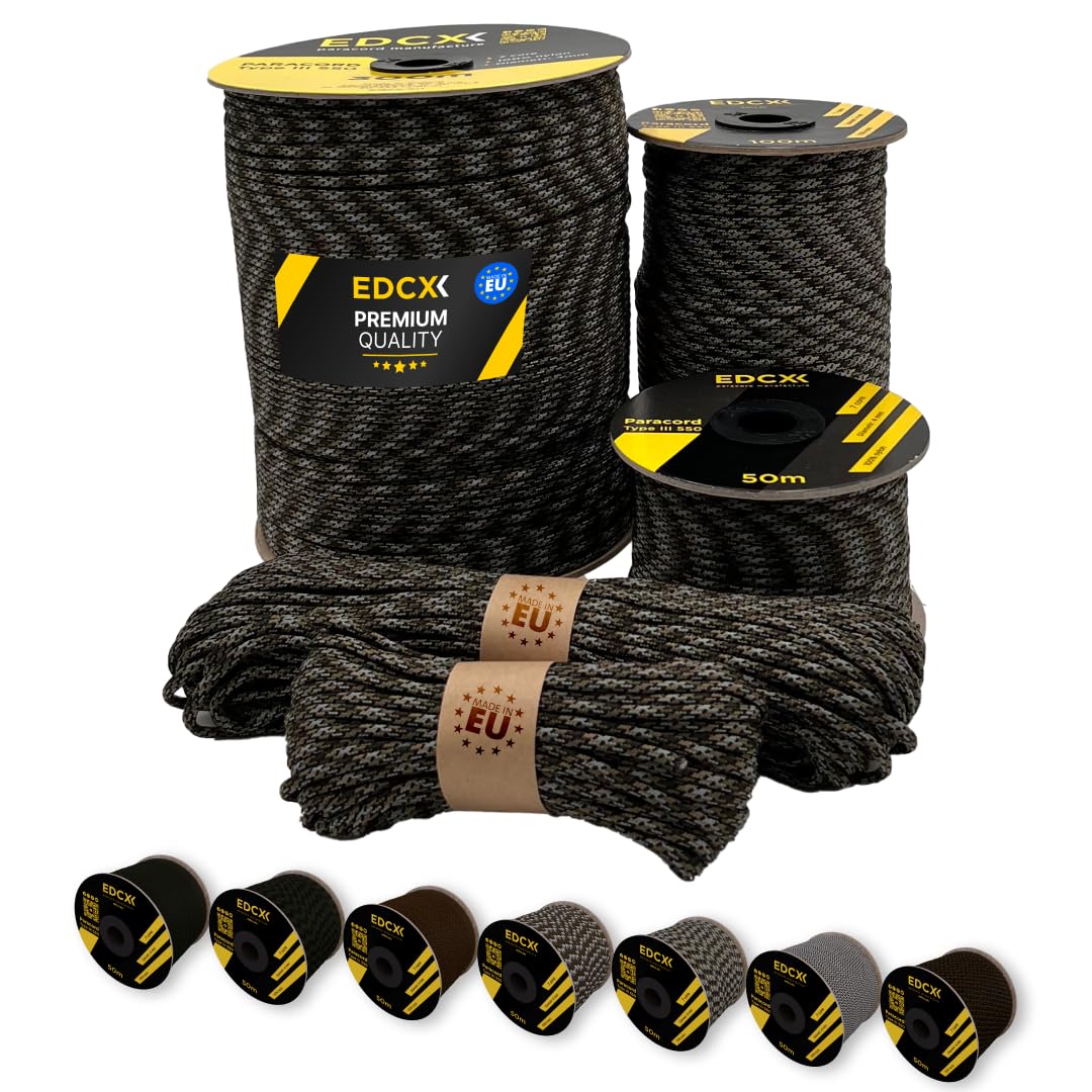 Edcx Infiltrat Paracord 4Mm, 20+ Military Colors (15M, 30M, 50M, 100M, 300M) | Ideal For Camping, Survival, Outdoor, Crafting, Diy | 100% Nylon Rope 4Mm | Tactical Cord 550 Type Iii (, 15 M)