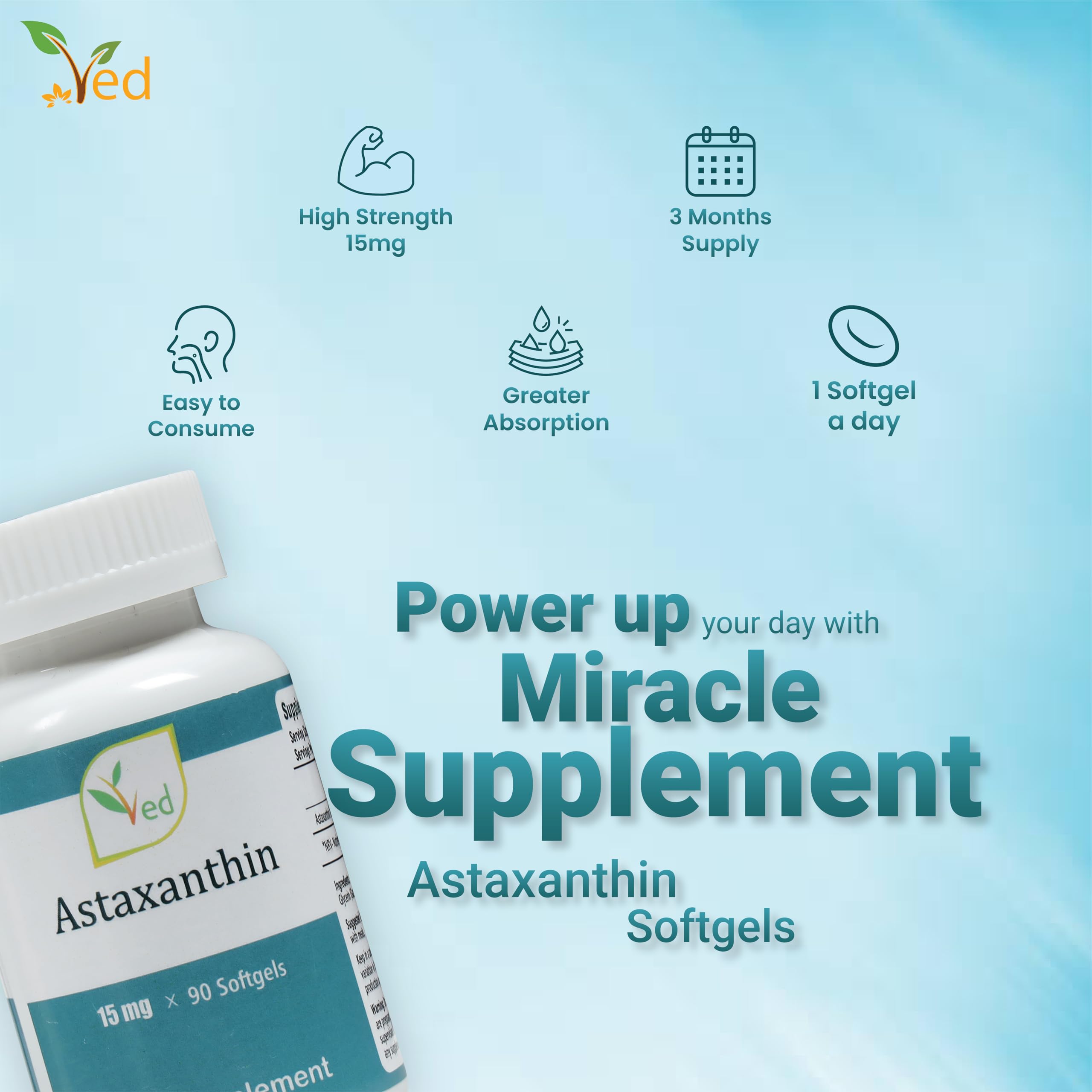 Integratore di astaxantina, ideale con astaxantina - Antiossidante naturale puro, supporto per il benessere e la vitalità, 90 capsule molli