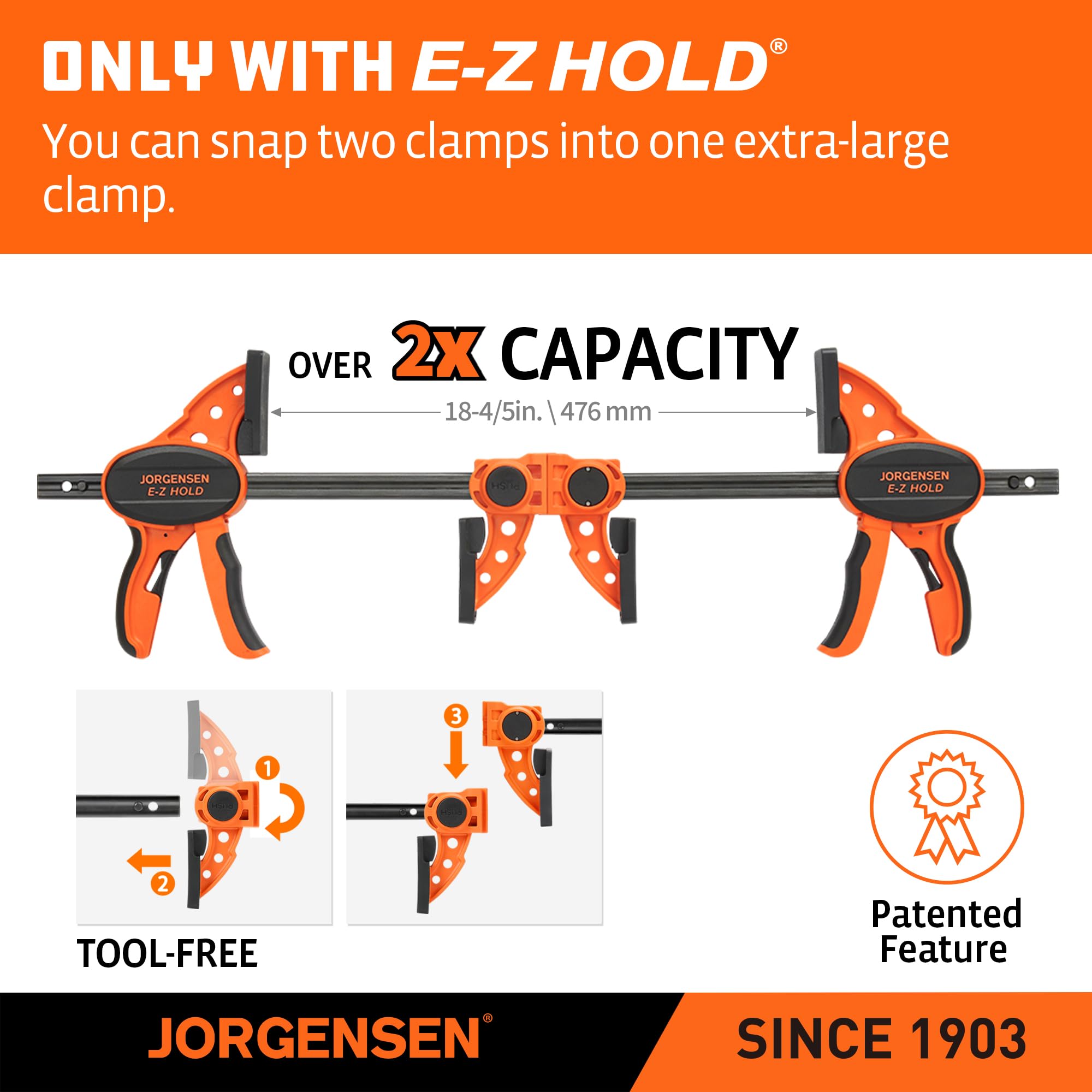 Jorgensen Bar Clamps - 400 lb Hold, 2-Pack -3