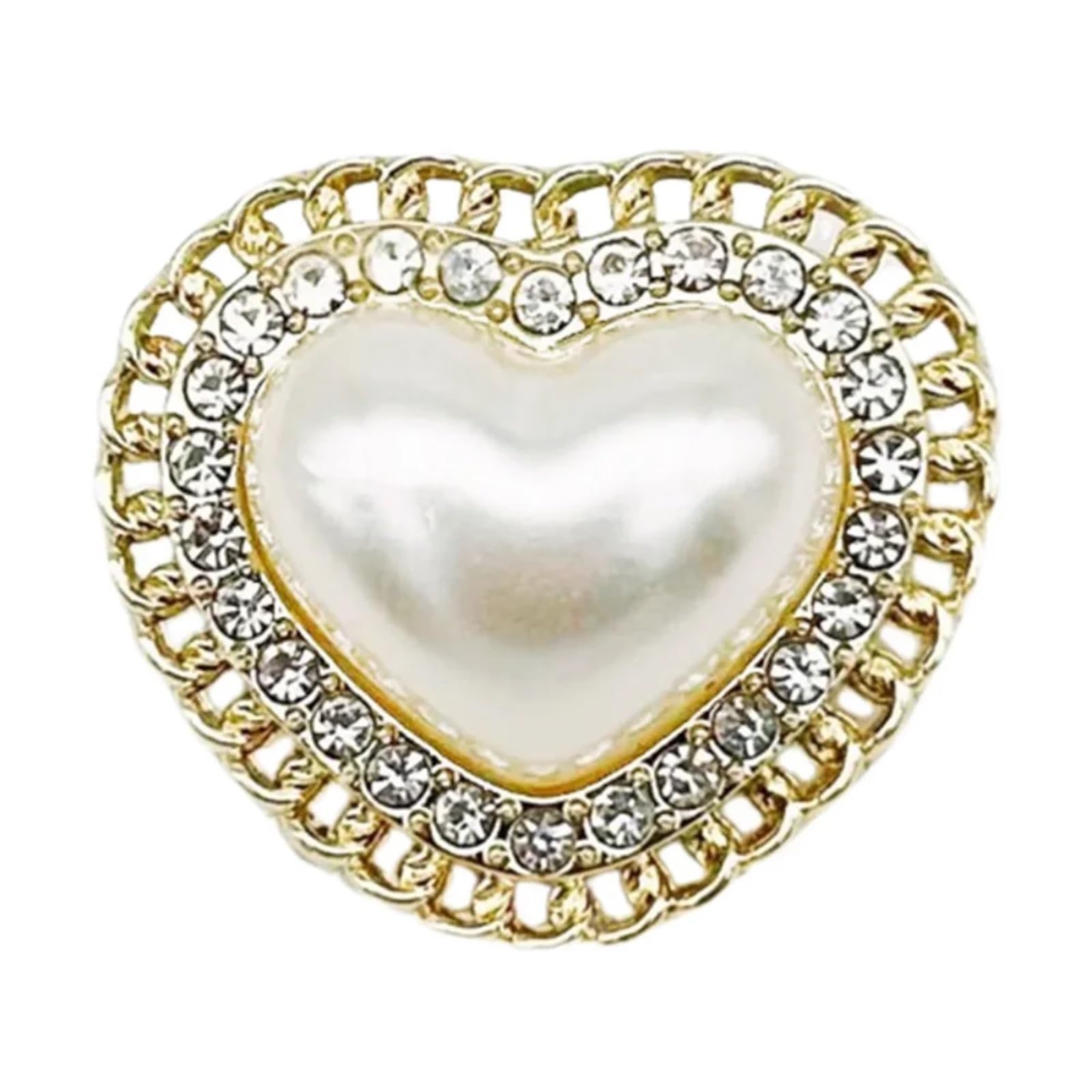 guziki z kryształu górskiego, Guziki Rhinestone Serce Perłowe 23mm Multikolor 5 szt(Gold)