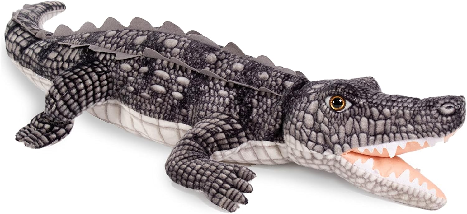 Real Planet Reptile Plush Toy - Realistic Stuffed Animal Gift for Kids All Ages, Jungle Reptile Plushie, Christmas Birthday Gifts (Gray OM Crocodile, 43") (51.25" Long)