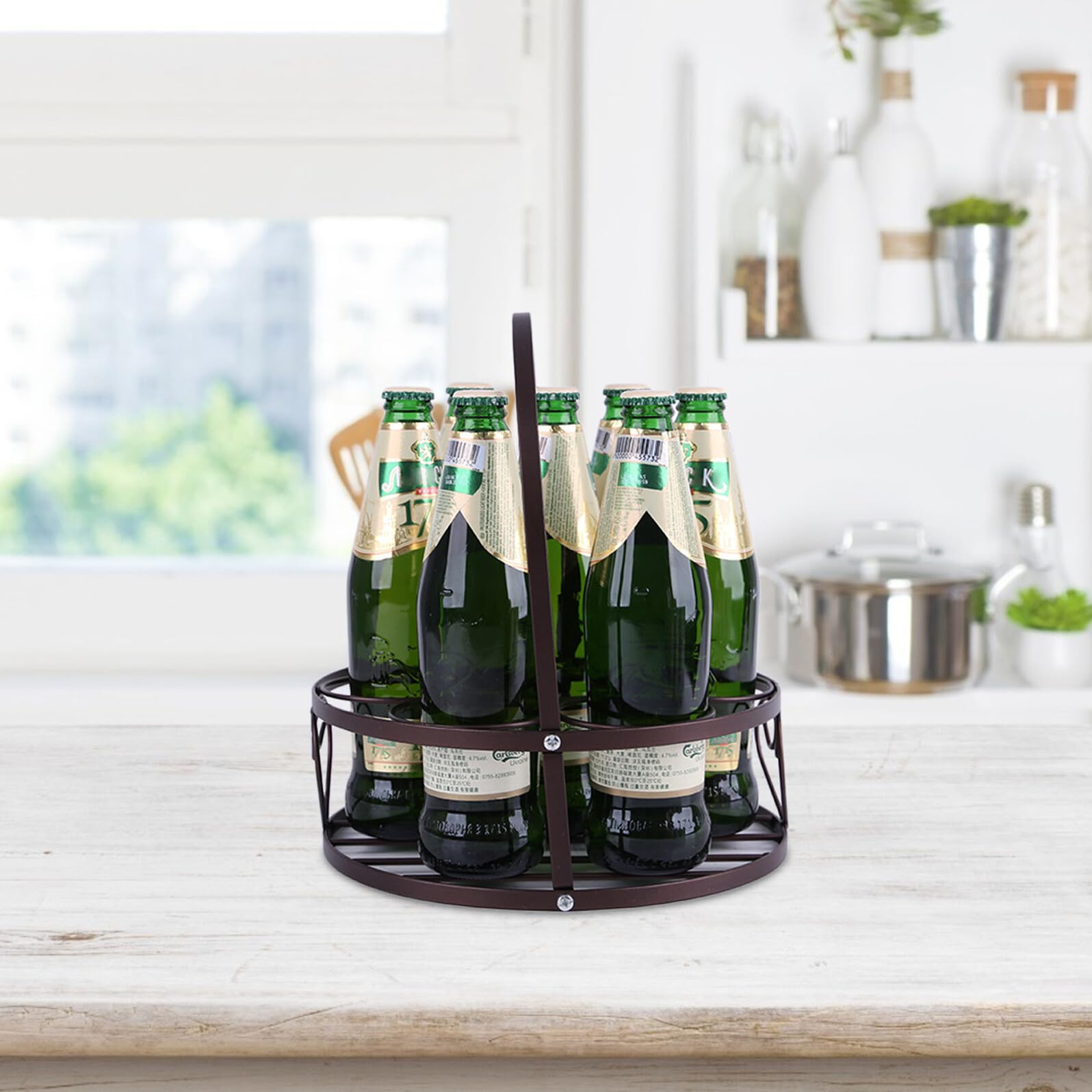 Bierhalter aus Eisen für 6 Flaschen, Oktoberfest Feier, Coffee