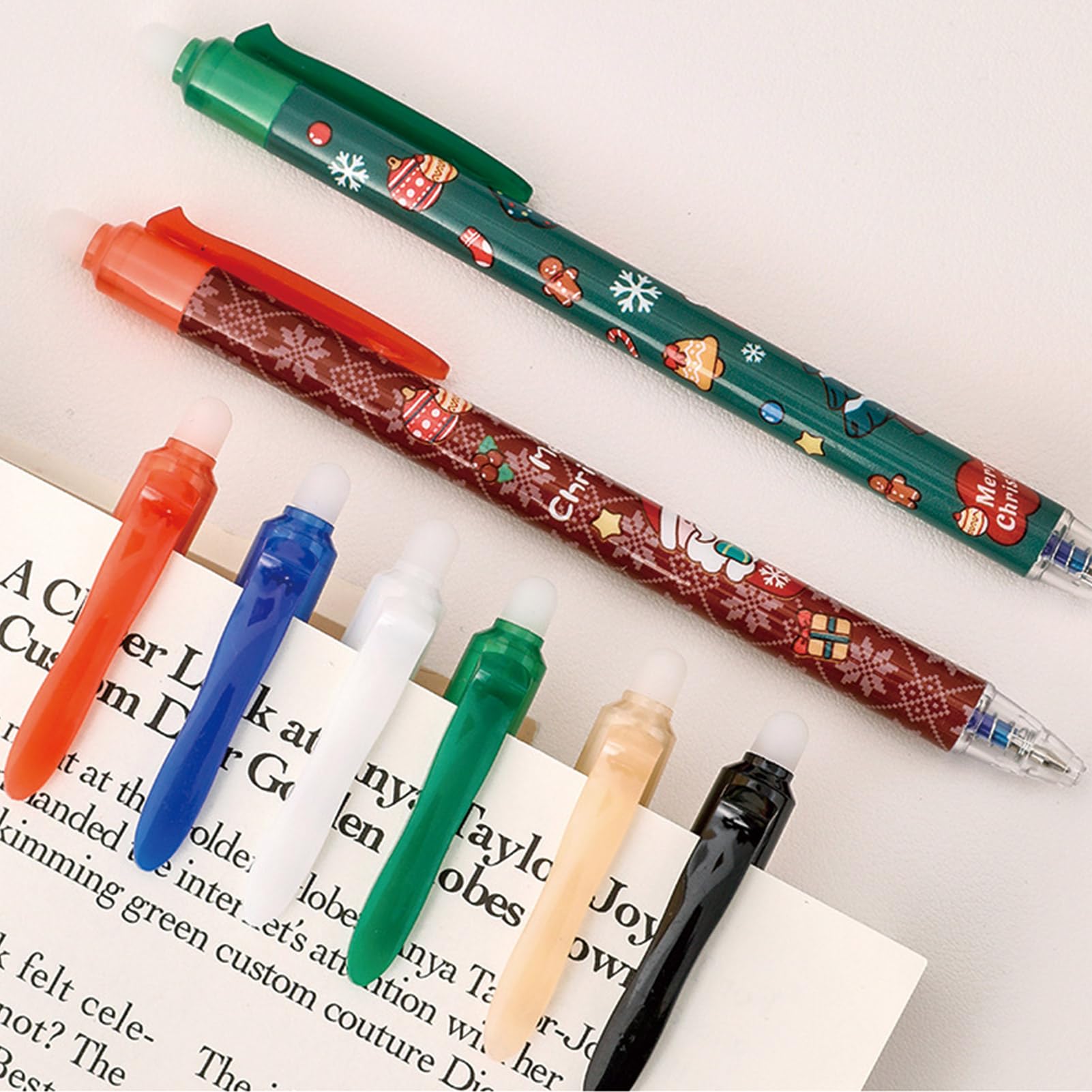 6 Pcs Cute Christmas Erasable Pens Xmas Retractable Pens Erasable Gel Ink Pens Cartoon Pen 0 5mm Blue — view 4