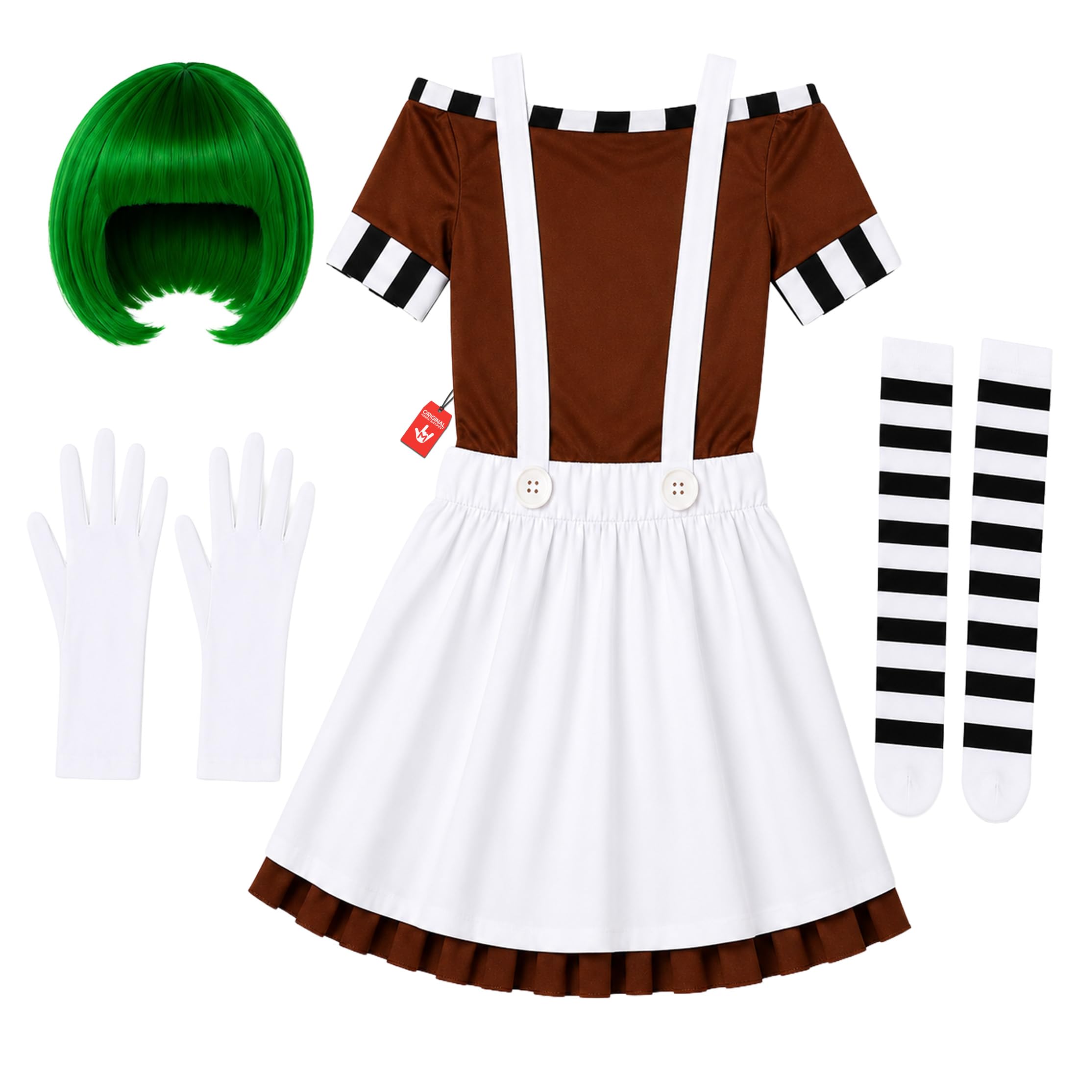 Fun Shack Disfraz Trabajadora Fábrica Chocolate Mujer y Peluca, Disfraces Personaje Película, Disfraz Halloween y Carnaval