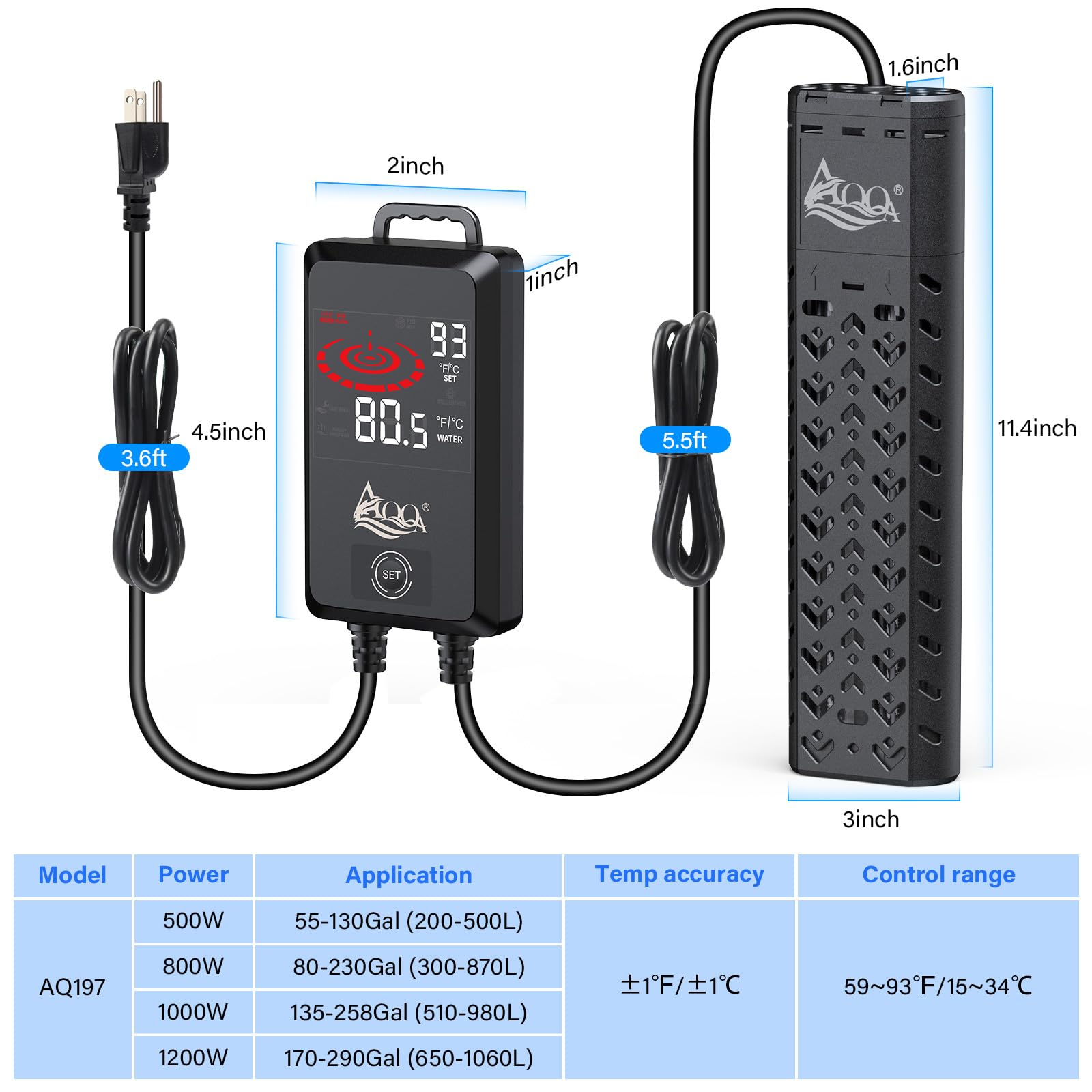 AQQA Riscaldatore per acquario (800W)