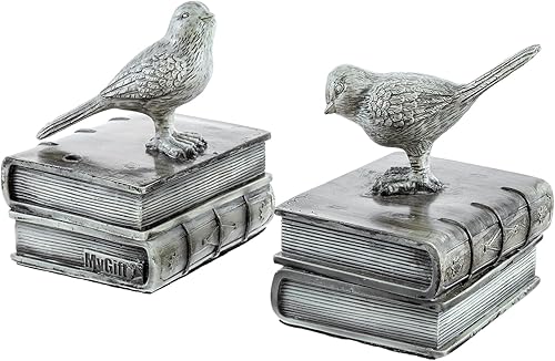 Estantería sujetalibros de cerámicapesos de papel estilo clásico, aves decorativas, MyGift Home