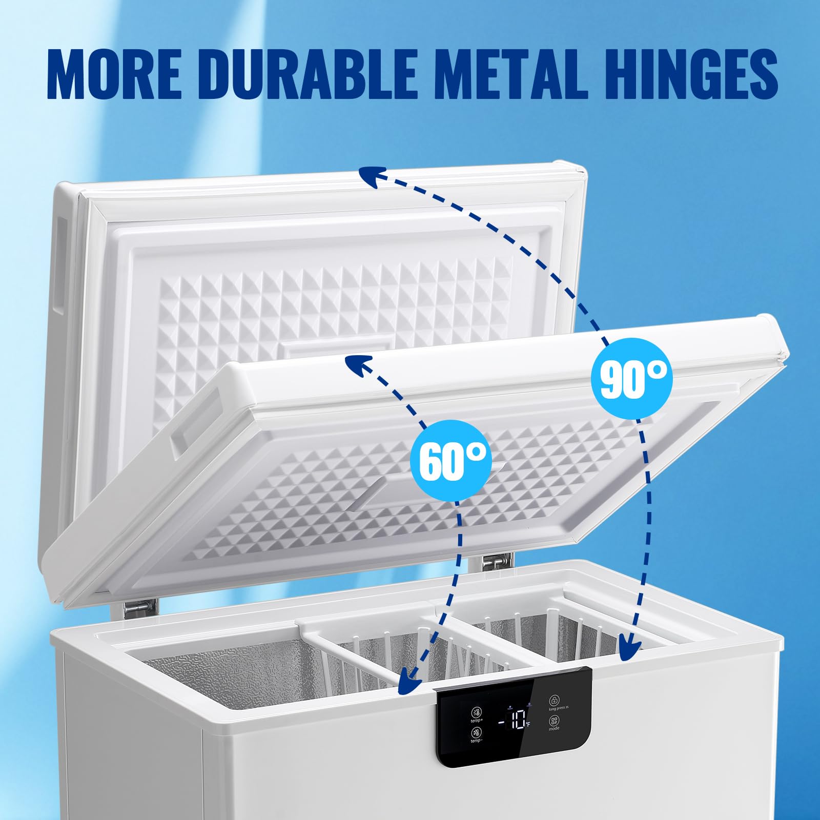 Tacool 4.5 Cu.Ft Chest Freezr Deep Freezer Top Open Door Two Wheels Electronic Temperature Control Low To -18℉ Digital Display Screen2 Removable Baskets For Home Apartment Kitchen White on Fridge.com - View 6