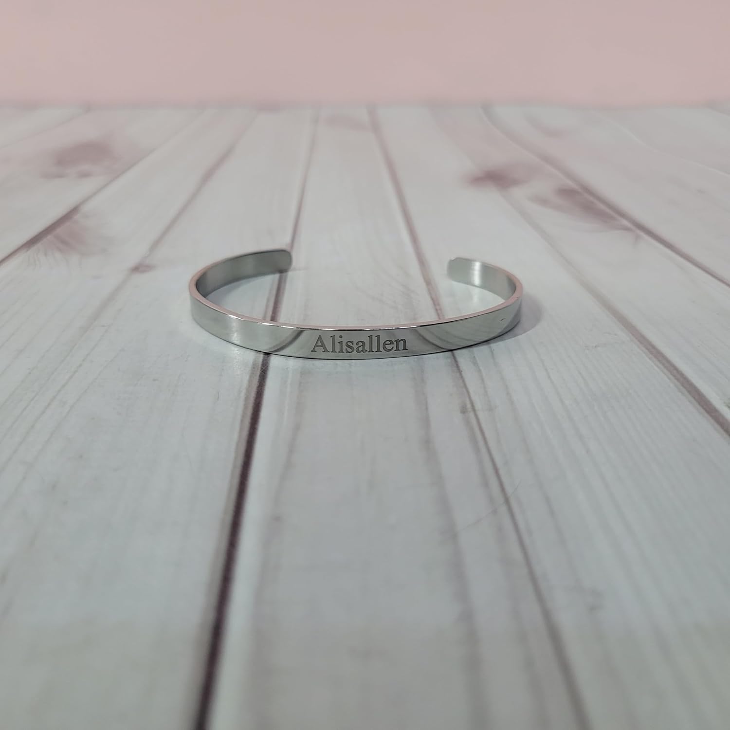 Alisallen Bangle Bracelets, Silver Minimalist Bangle Bracelet – Stainless Steel Smooth Cuff – Modern Simple Design – Stackable Bangles for Women Girls