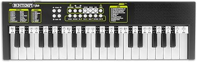 Bontempi | Elektronisches Keyboard mit 37 Tasten, Lernfunktion, 10 Lieder, 16 Rhythmen, 8 Klänge, Aufnahmefunktion, Effekte, USB-C, 480x150x40 mm, für Kinder und Einsteiger
