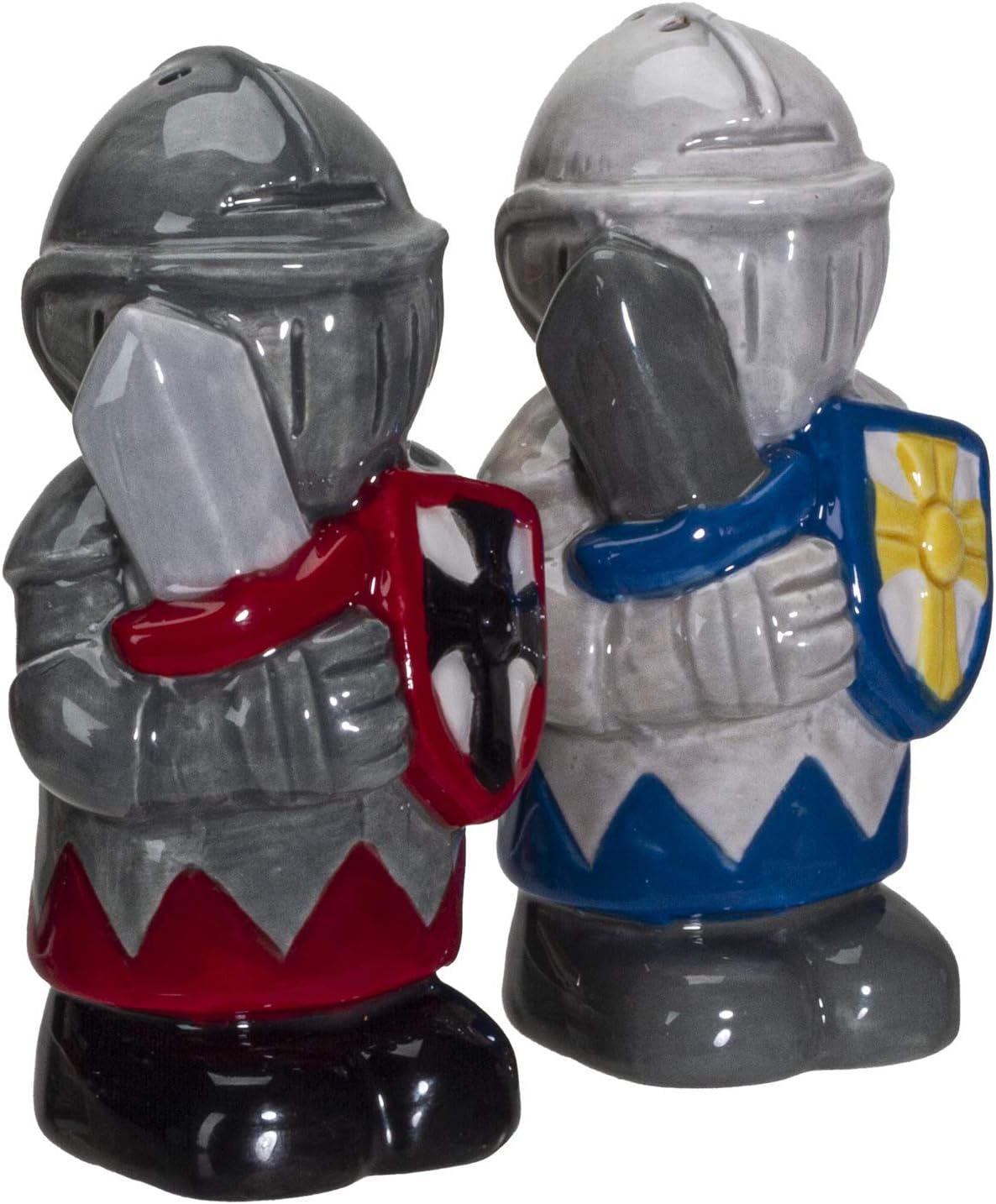 White And Black Knights Ceramic Salt and Pepper Shakers Set