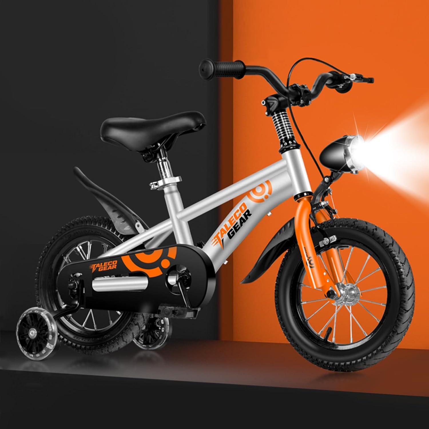 Kids Bike for Boys Girls, 12/14/16 Inch Bike with Training Wheels, Bicycle for Kids with Headlamp, Bike for Kids with Handbrake Sturdy Frame Adjustable Seat, Children Bicycle for Beginner Riders