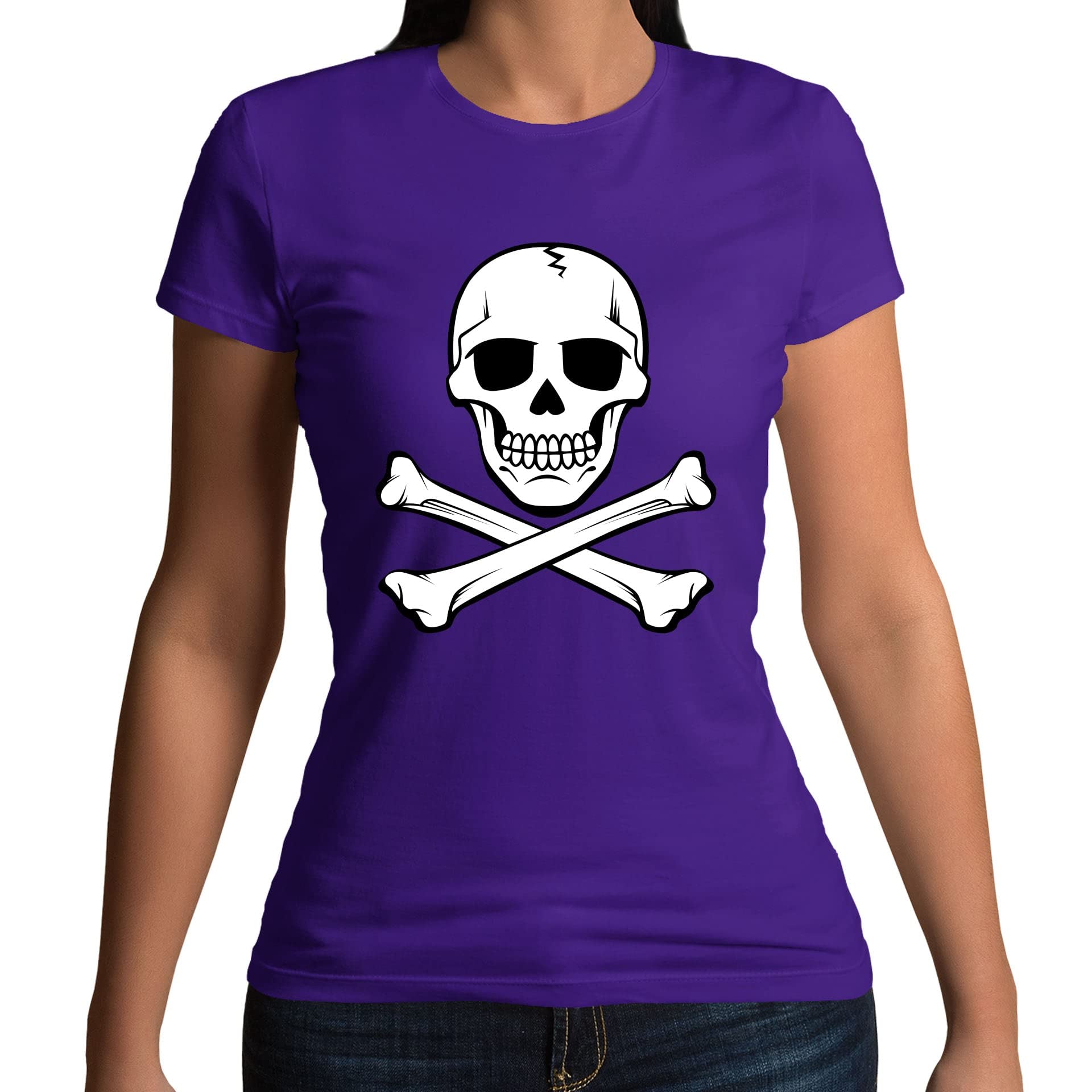 Flip Womens Skull and Crossbones Pirate T-Shirt Purple UK 8-10 (M)