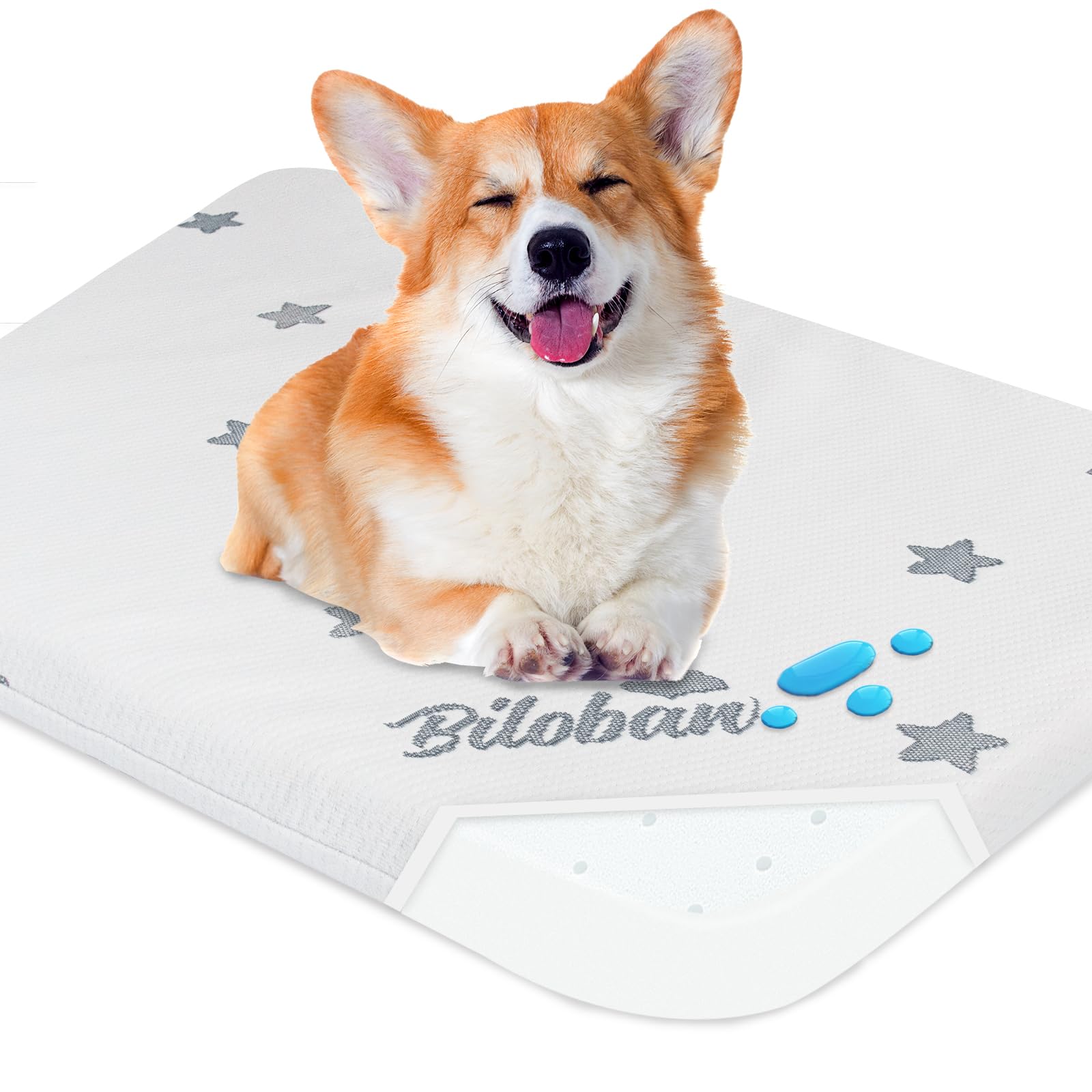 Waterproof Large Dog Bed, Washable Dog Crate Bed (35" x 21") Light Grey