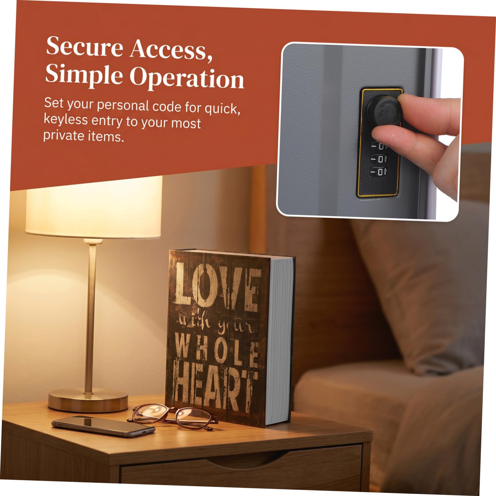 VILLCASE Verstecktes Buchsafe mit Zahlenschloss aus Abs 26, 5 Cm