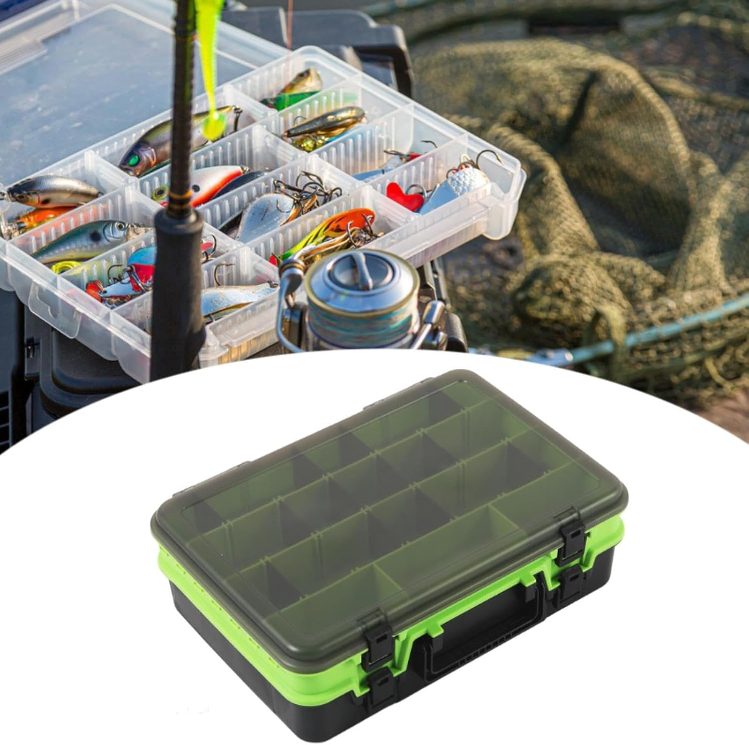 Fishing Tackle Box Container Large Capacity Double Cloak Multi Compartments