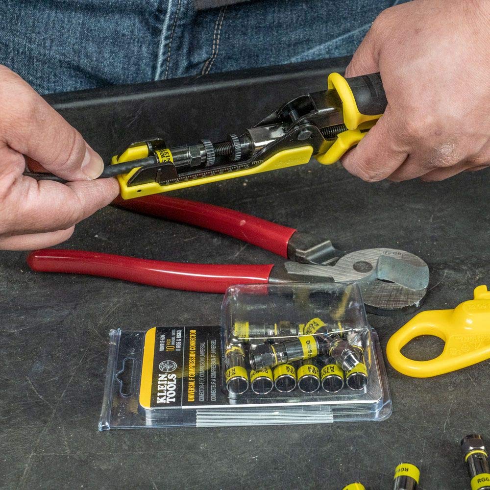 Klein Tools VDV812606 FConnector for RG6/6Q Coaxial Cable, Universal RG6 Compression Connector