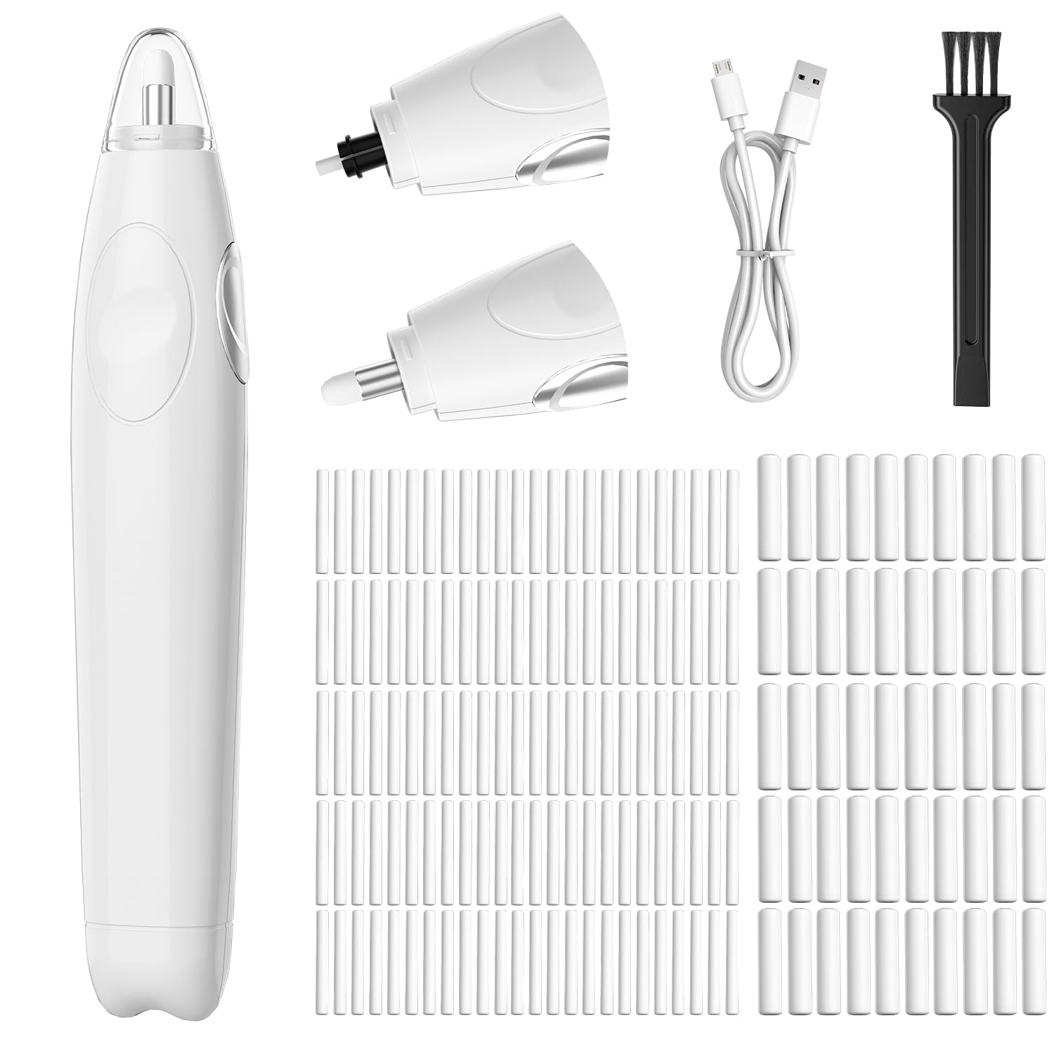 Gomme électrique pour artistes, 140 recharges de gomme, gomme électrique rechargeable pour dessin (blanc)
