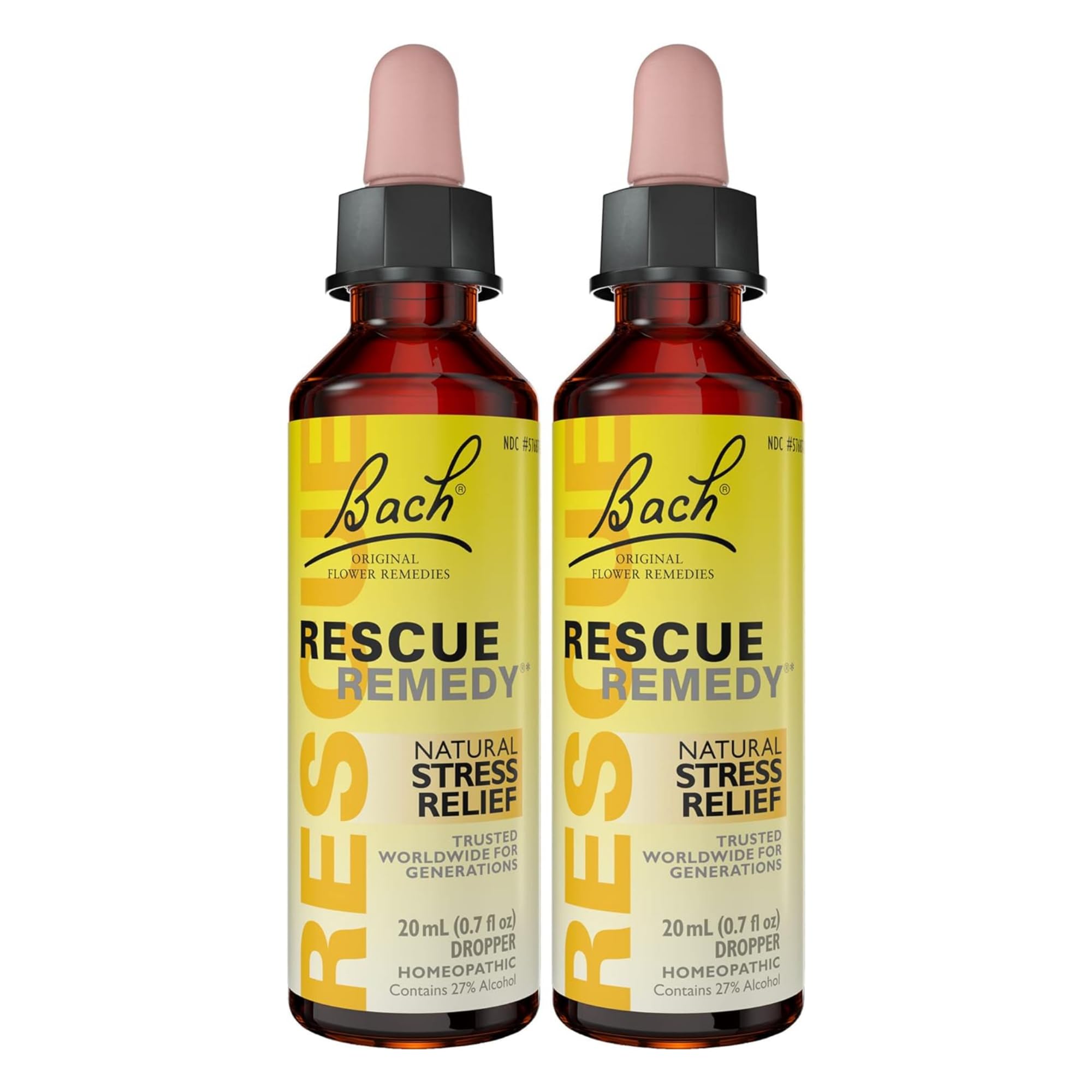 Rescue Remedy Dropper 20mL Bundle, Homeopathic Flower Essence, Vegan, Gluten & Sugar-Free, Non-Habit Forming, Pack of 2