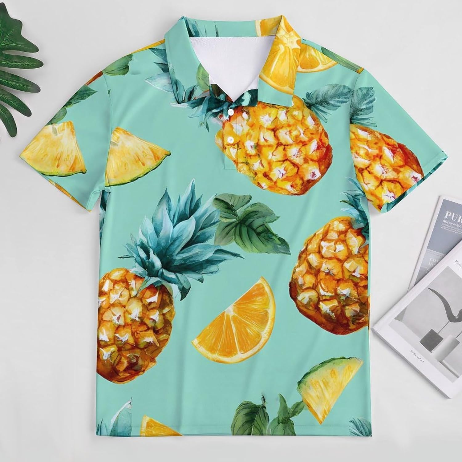 Pineapples Cut Fruit Golf Polo Shirts for Men Casual T Shirts 5X-Large