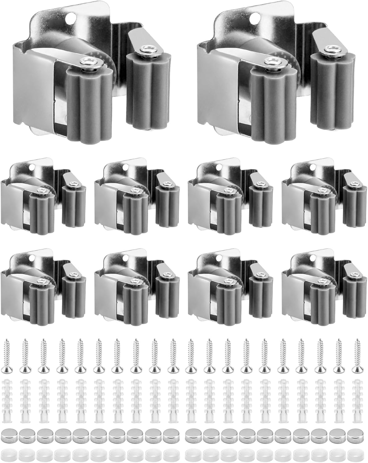 QWORK® 10 Piece Mop Broom Holder, Mop Holder Wall Mounted, Broom Grab