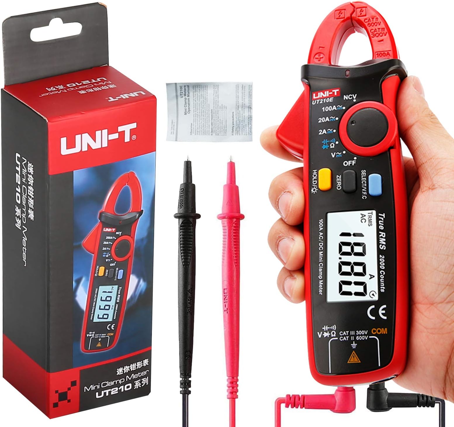 UT210E Mini Digital Clamp Meter Handheld RMS AC/DC Resistance Capacitance Tester