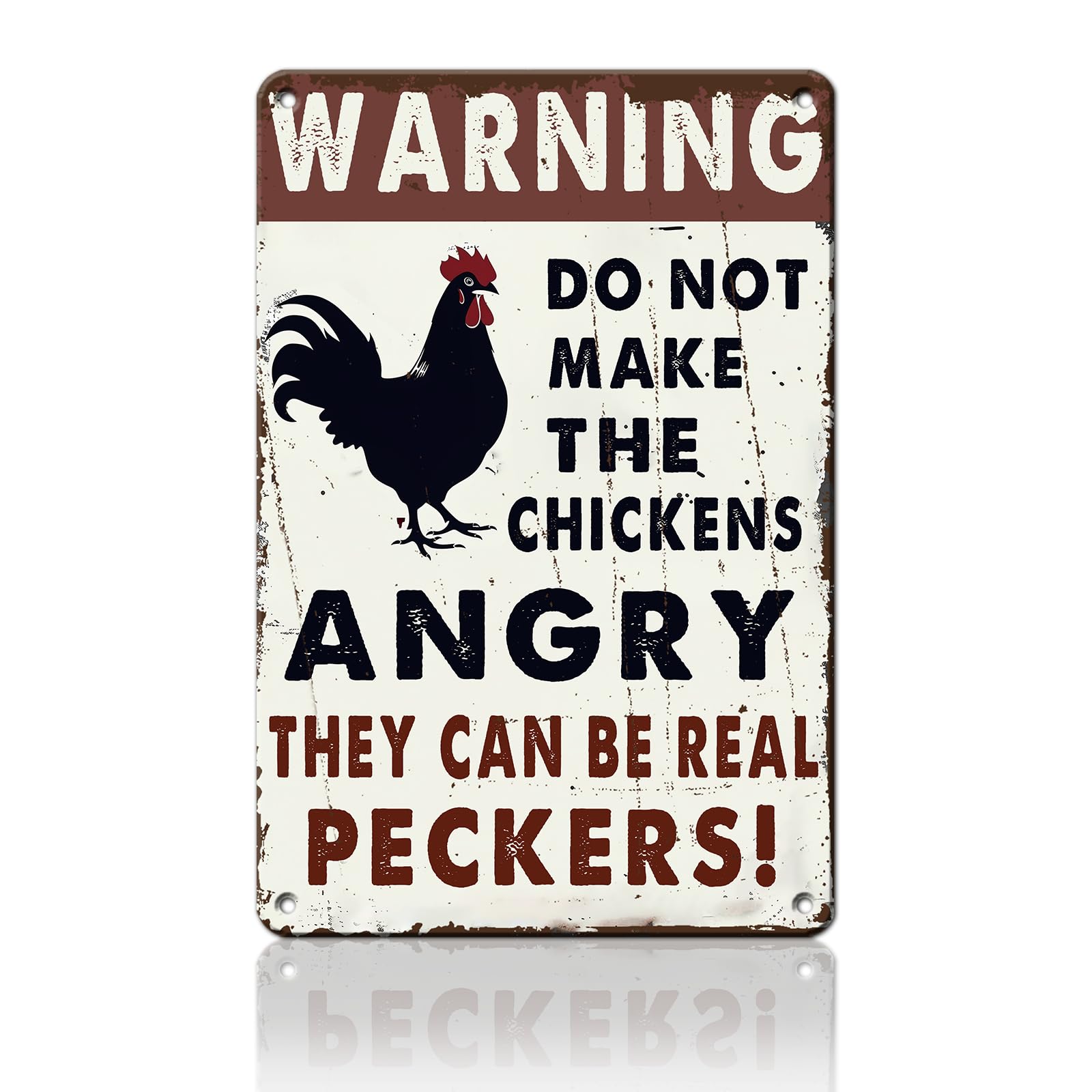 Anceky Warning Chickens Angry Metal Sign Retro Tin Sign Wall Decor for Farmhouse Kitchen Cafe Home Yard 12×8 Inch