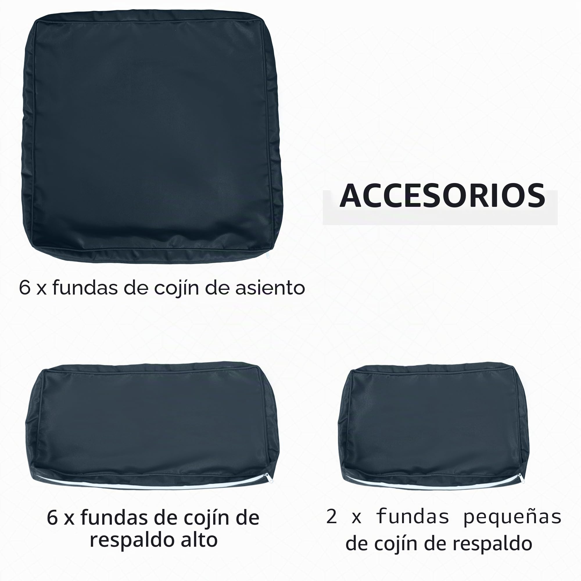 Outsunny 14 pcs fundas cojines exterior sofá seccional ratán azul oscuro | Fundas de repuesto para patio, juego de sofá de ratán, cojín no incluido