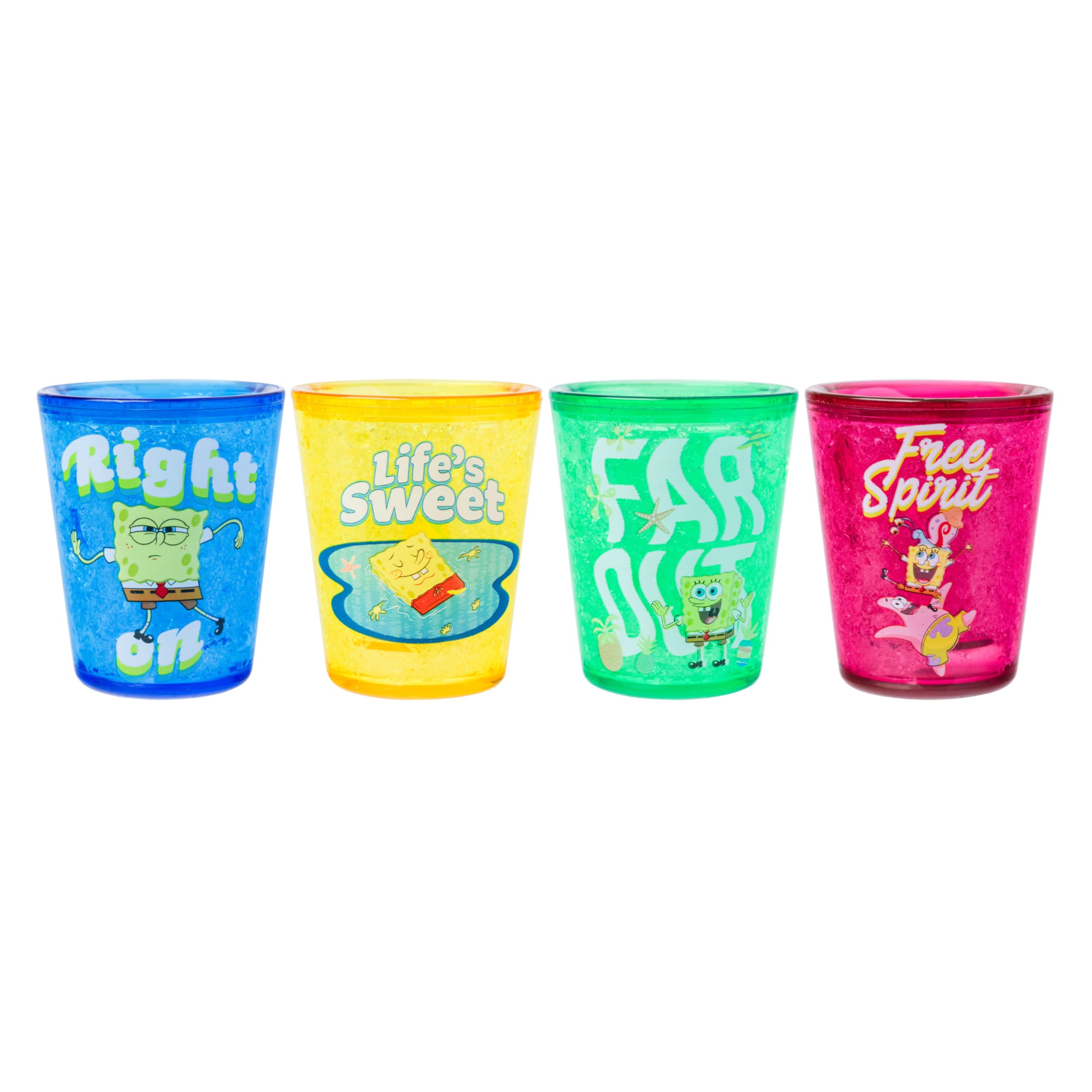 Silver Buffalo Spongebob Squarepants, Freeze Gel Mini Cup Set, 4pk, 1.5oz