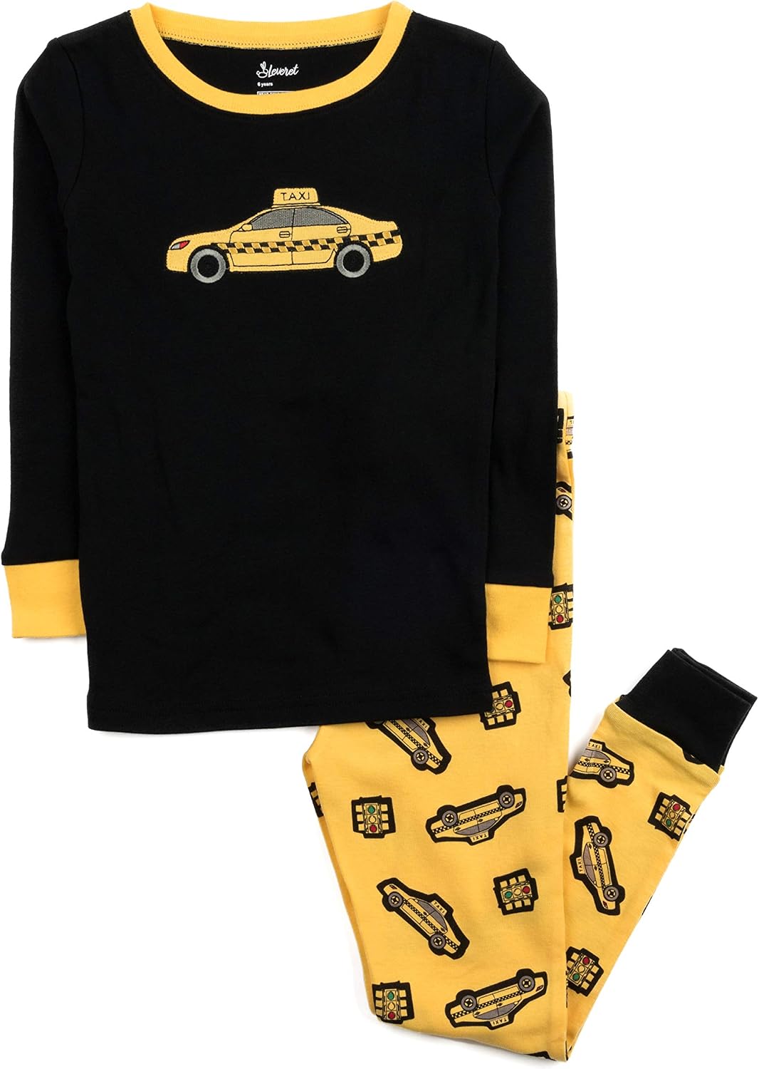 Leveret Kids Pajamas Boys & Girls Cars Trucks 2 Piece Pajama Set 100% Cotton (Size 2-14 Years)