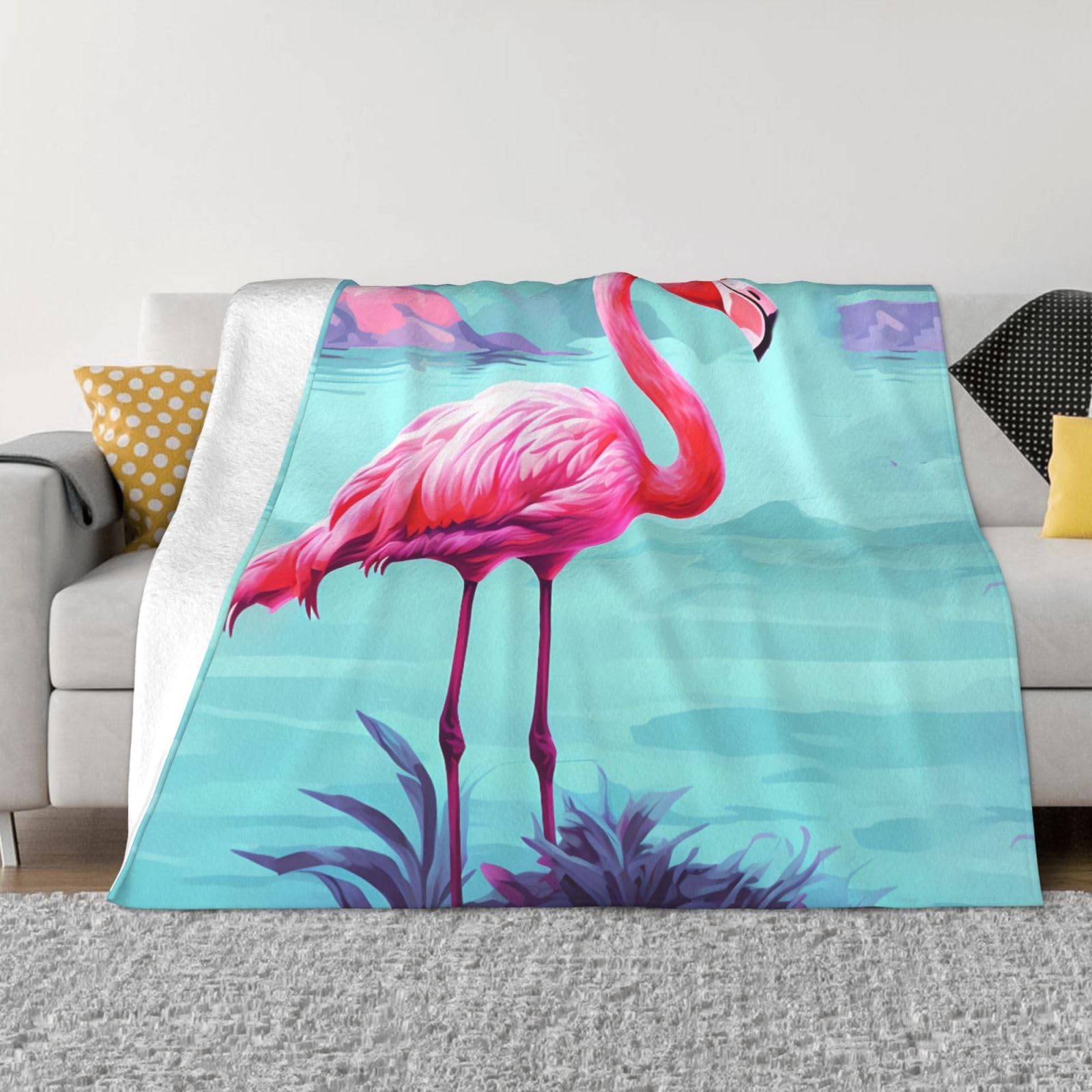 FodPand Flamingos Fleece Blanket 40"x30" Lightweight Warm Throw Blanket for Bed Couch Cozy Air Conditioning Quilt All Seasons Decorative Fuzzy Blankets Gifts for Women Men
