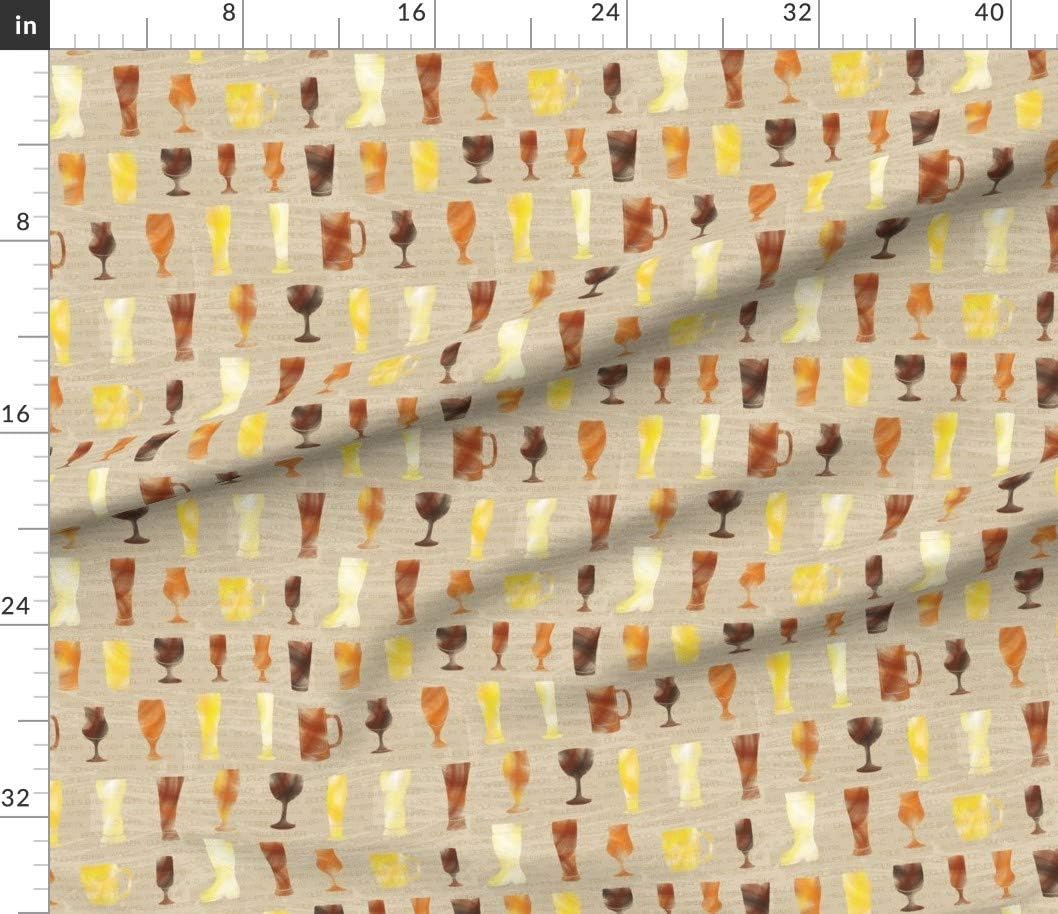 Spoonflower Fabric - Beer Glasses Autumn Fall Man Printed on Petal Signature Cotton Fabric by The Yard - Sewing Quilting Apparel Crafts Decor