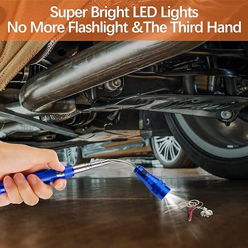 Miniatura 27 de Herramienta de recolección de linterna magnética, regalos para papá, accesorios telescópicos con LED regalos para hombres, esposo, él, rojo