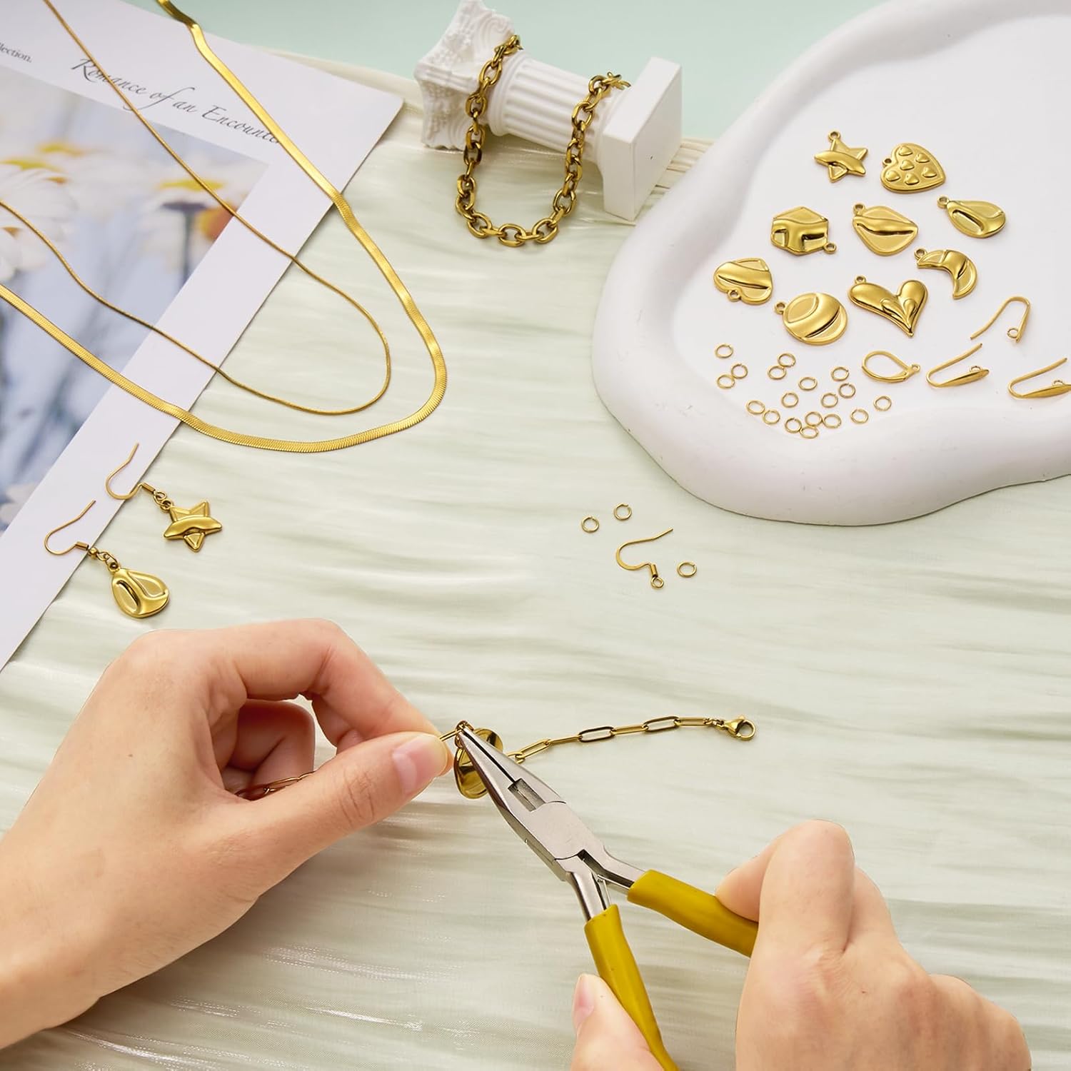 9PCS Stainless Steel Jewelry Charm Set Gold Plated Pendants Charms for Necklace Bracelet DIY Supplies - Image 5