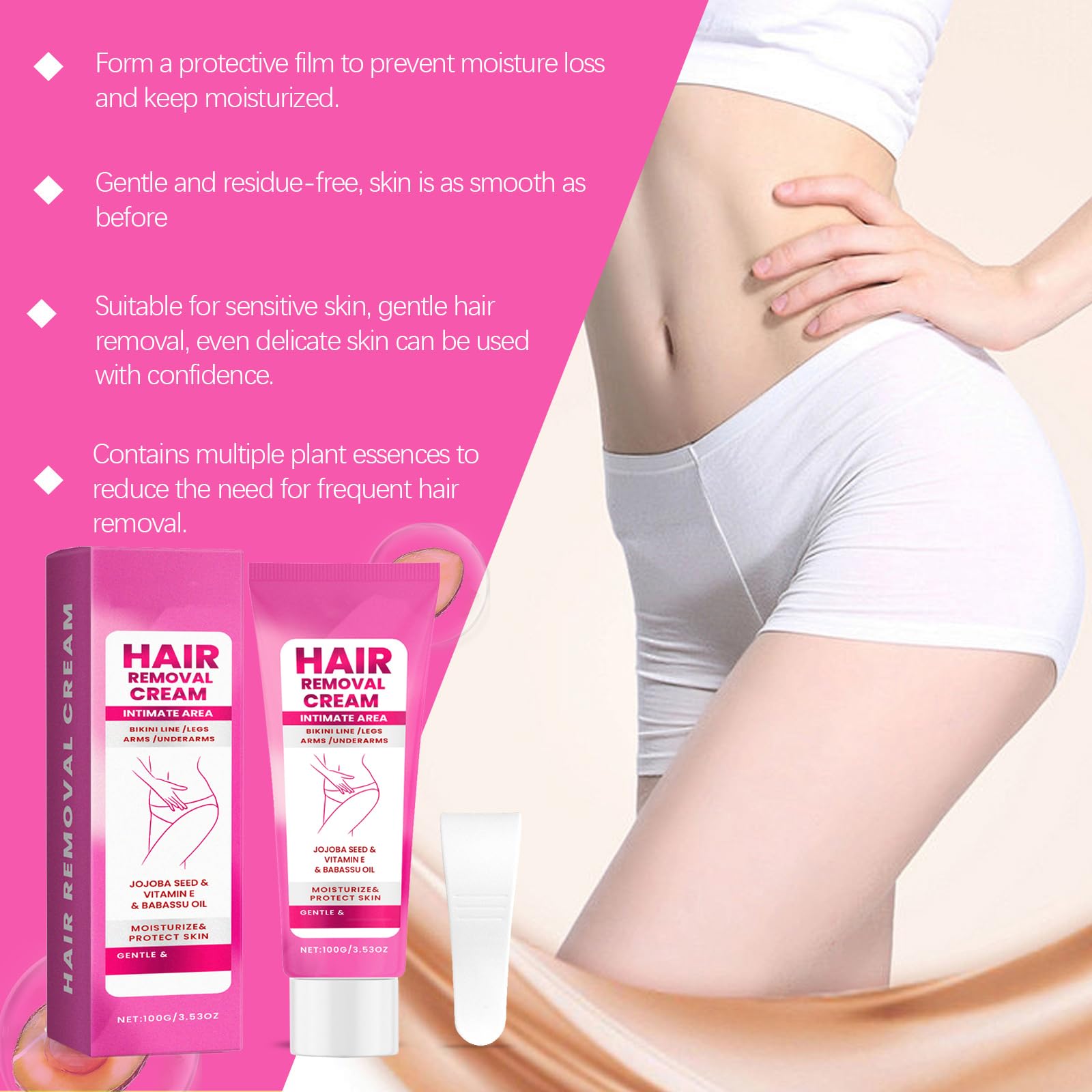 Crema depilatoria intima per donne e uomini, rimozione dei capelli e cura della pelle, crema depilatoria senza dolore e impeccabile, per viso, braccia, gambe, zona bikini e zone intime (10 pezzi)