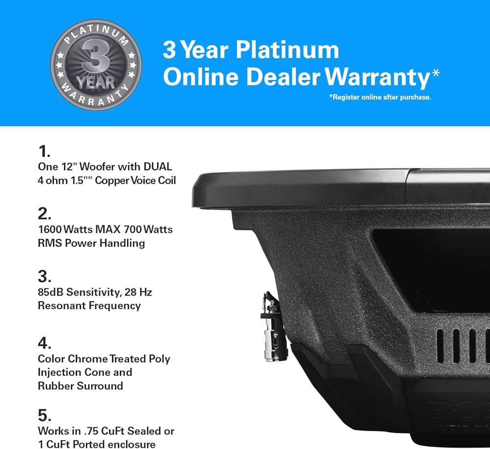 BOSS Audio Systems AR120DVC 12 Inch Car Subwoofer - 1600 Watts