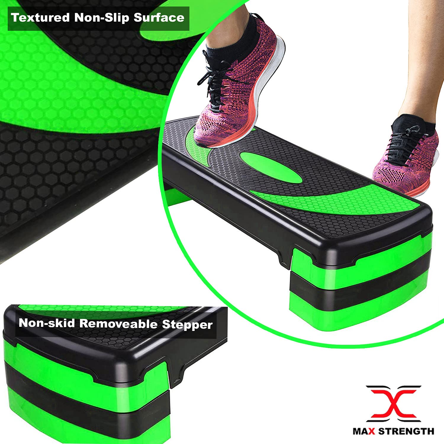 Aerobic-Stepper mit 5 verstellbaren Stufen (10/15/20/25/30 cm) Cardio-Gewichte Yoga-Übungs-Workout-Stepboard Rutschfestes Home-Gym-Routine-Fitness-Training