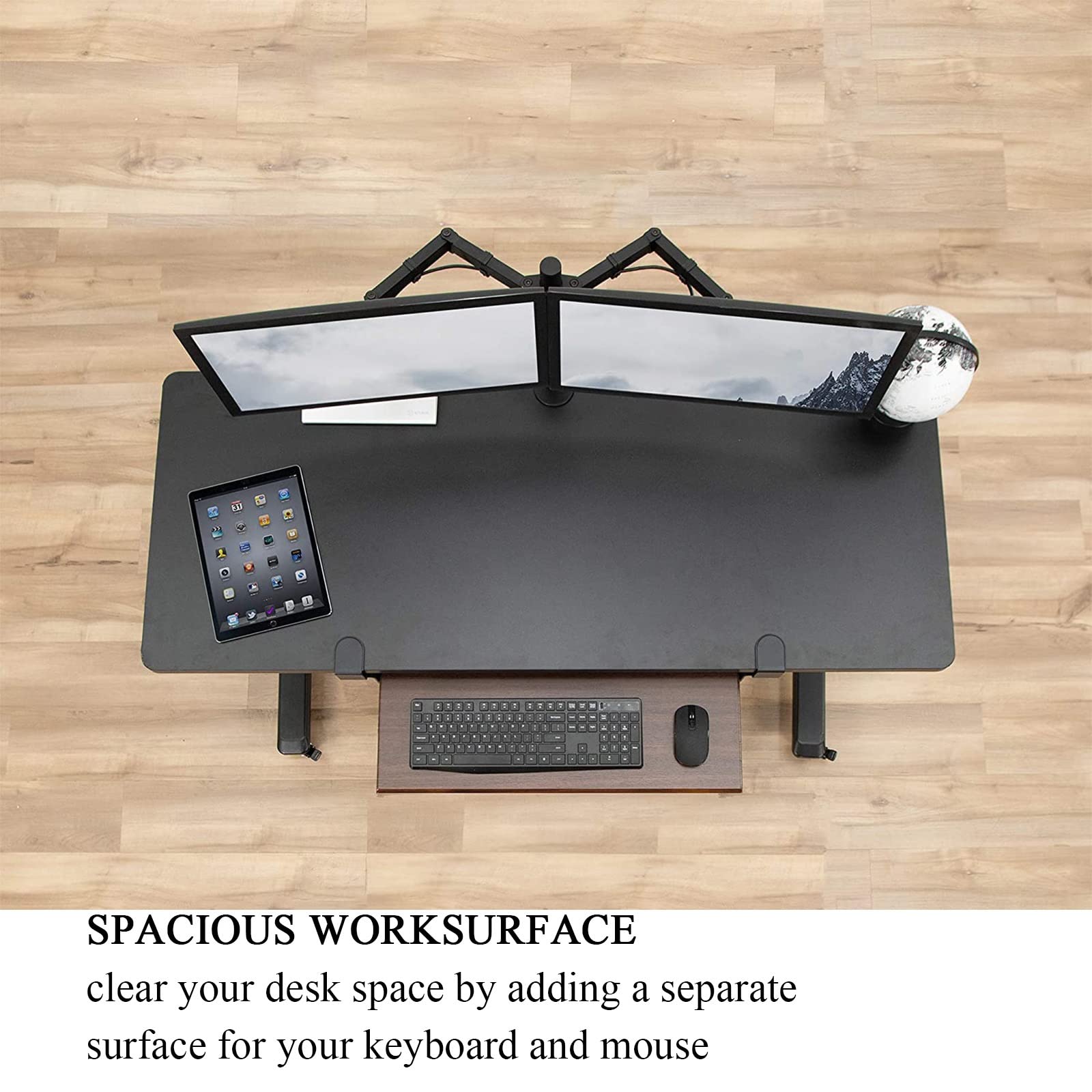 Ergonomische Tastaturablage unter dem Schreibtisch mit Handgelenkauflage, kein Bohren, ausziehbare Tastaturschublade, 75 x 24 cm, Schwarz