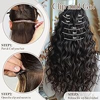 Vista 5 de Extensiones de cabello sintético con clip en 140G, lote de 7 piezas de cabello de fibra japonesa resistente al calor, ondas profundas/cuerpo