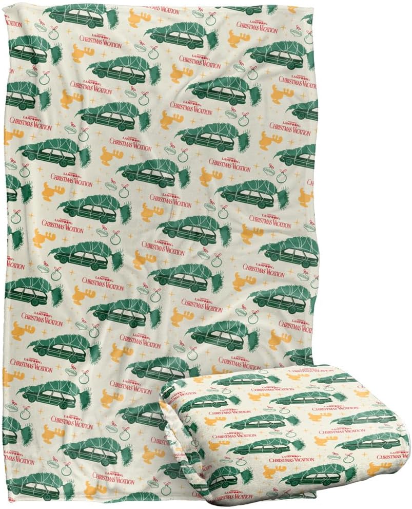 Christmas Vacation Blanket, 36"x58" Tree and Moose Pattern Silky Touch Super Soft Throw Blanket