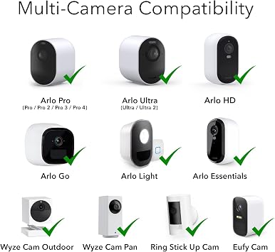 Wasserstein Adjustable Metal Wall Mount for Arlo Essential 1st/2nd/3rd Gen/Go 2/Arlo Pro/3/4/Pro 5S 2K/Pro (6th Gen)/Ultra/Ultra 2/Ultra (3rd Gen) & Ring Stick Up Cam (Battery/Plug-In) (2-Pack, Black)