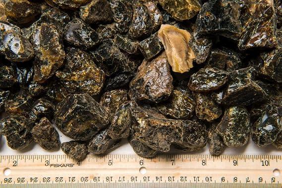 Fantasia Materials: 1 lb Blue/Gold Amber Rough Stones from Indonesia