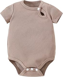 Cosas para bebé personalizadas para bebé verano lindo moda pequeña hebilla mameluco color sólido recién nacido bebé abrigo bebé body manga corta niña