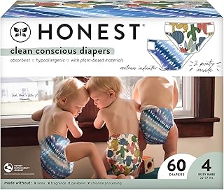 The Honest Company Clean Conscious Diapers | Plant-Based, Sustainable | Tie-Dye For + Cactus Cuties | Club Box, Size 4 (2...