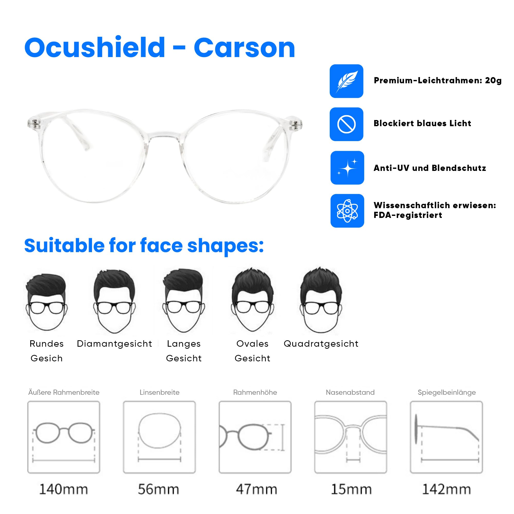 Ocushield Premium Blue Light Blocking Glasses - Prevent Eye Strain from Computers, Reading, Gaming, TV & Phones - Image 4