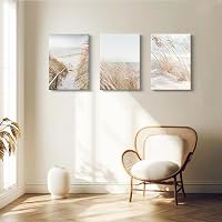 FajerminArt set 3 tablouri canvas mari, înrămate, peisaj marin și zăpadă, decor de perete modern, boho, botanic, 40 x 60 x 3 cm, pentru living și dormitor 5