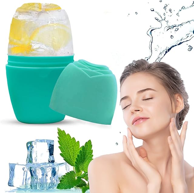 Small Cube Ice Roller For Face And Eye,Facial Ice Roller Massager,Face Icer,Facial Skin Care Tools for Eliminate Puffiness Tighten Skin Reduce Fine Lines Shrink Pores (Blue 2)